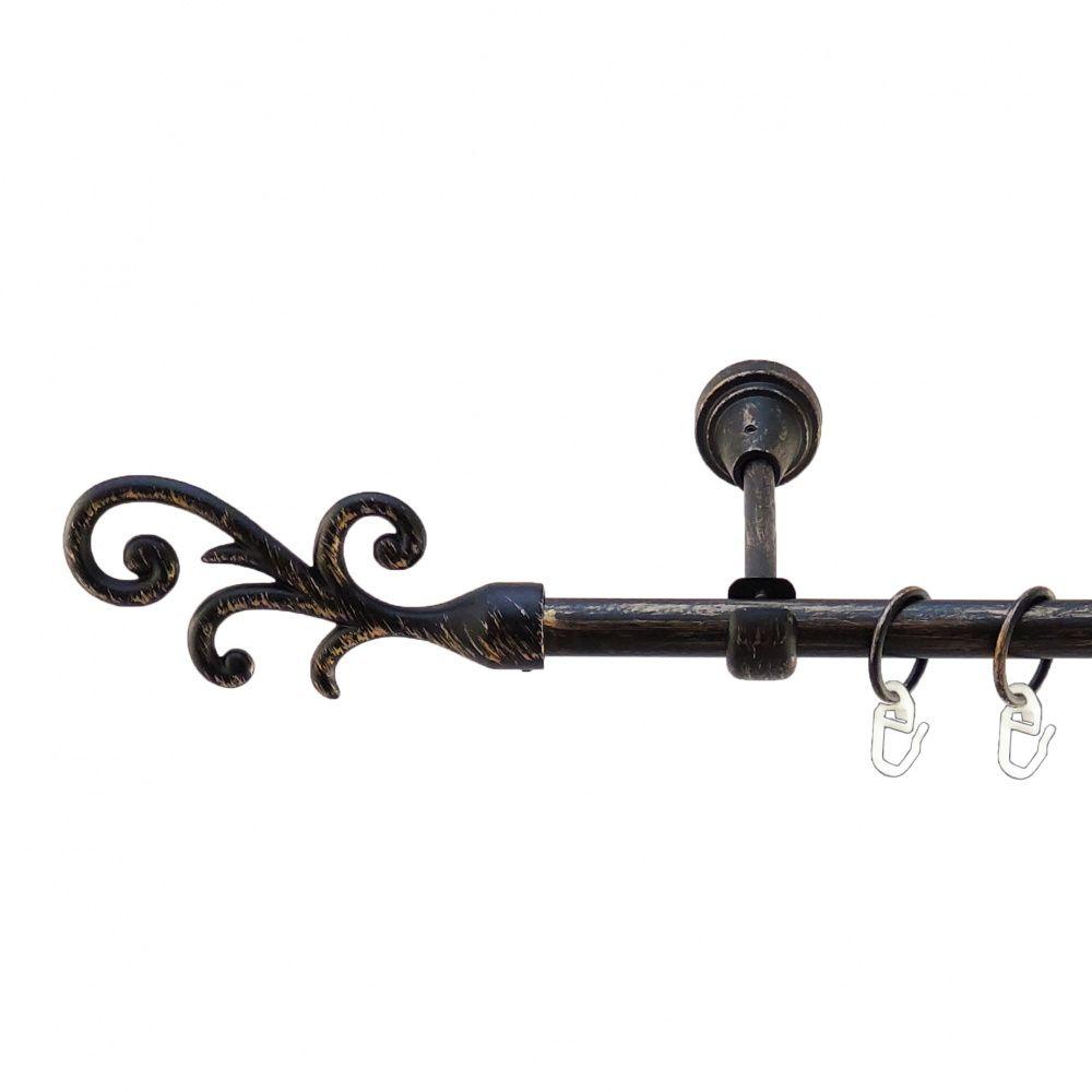 Карниз Orvit Фала металевий однорядний відкритий гладка труба кільце металеве Чорне Золото 16 мм 240 см (5467998), фото 1