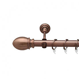 Карниз Orvit Белуно металевий однорядний відкритий гладка труба кільце фасонне металеве  Мідь 25 мм 180 см (6947865)