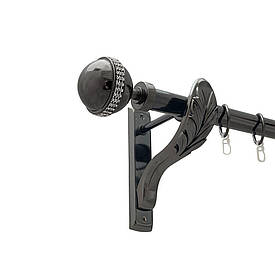 Карниз Orvit Авея металевий однорядний ретро гладка труба кільце металеве Онікс 25 мм 300 см (00-00021418)