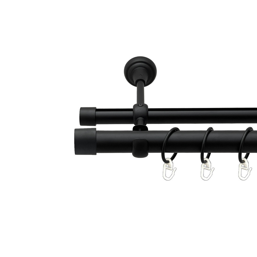 Карниз Orvit Заглушка металевий дворядний опозитний гладка \ профільна труба кільце металеве Чорний Оксамит 25\19 мм 240 см, фото 1