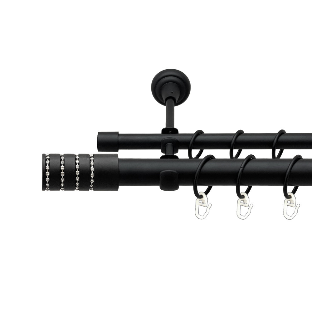 Карниз Orvit Барамелла металевий дворядний відкритий гладка труба кільце металеве Чорний Оксамит 25\16 мм 240 см (00-00024510), фото 1