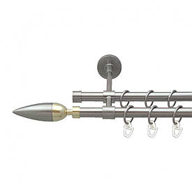 Карниз Orvit Лінея металевий дворядний закритий гладка труба кільце металеве Нержавіюча Сталь 16\16 мм 240 см (5503209)