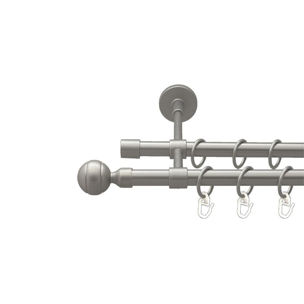 Карниз Orvit Паола металевий дворядний закритий гладка труба кільце металеве Сатин 16\16 мм 240 см (00-00022643), фото 1