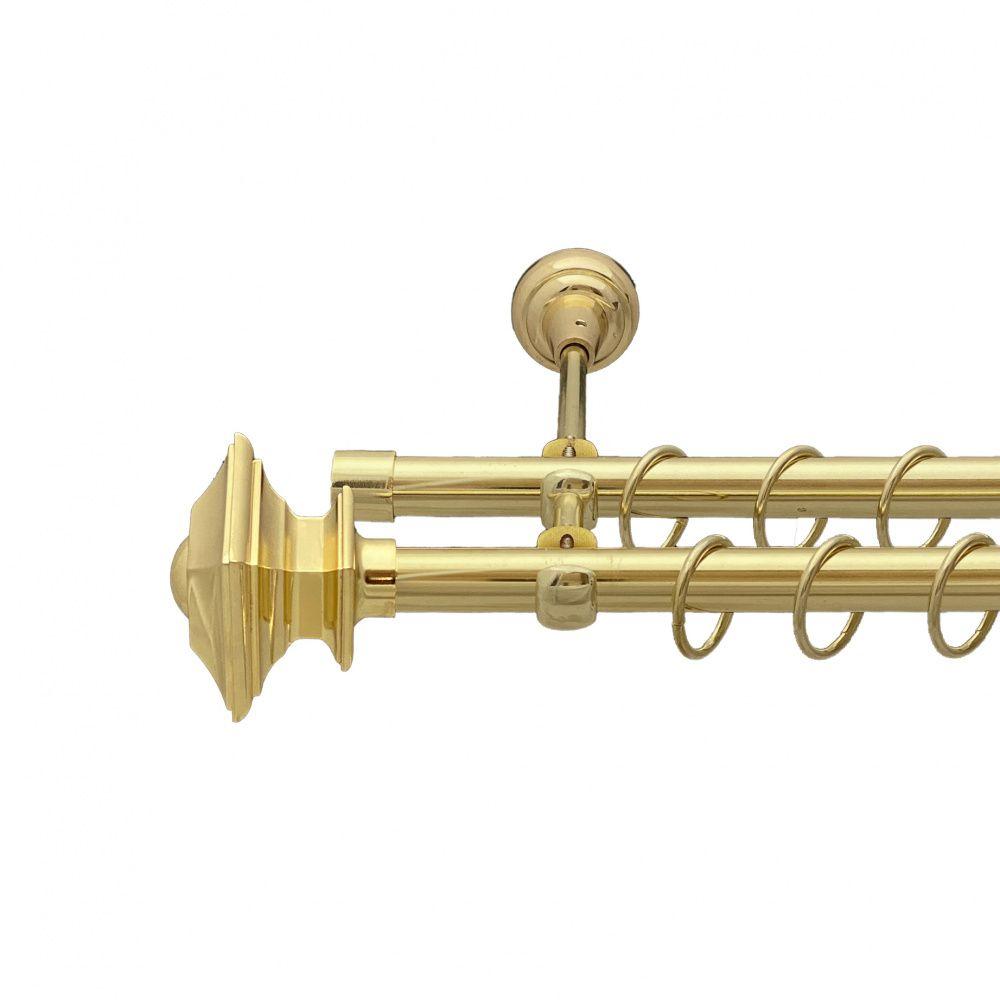 Карниз Orvit Борджеза металевий дворядний відкритий гладка труба кільце металеве Золото 19\19 мм 200 см (00-00013083), фото 1