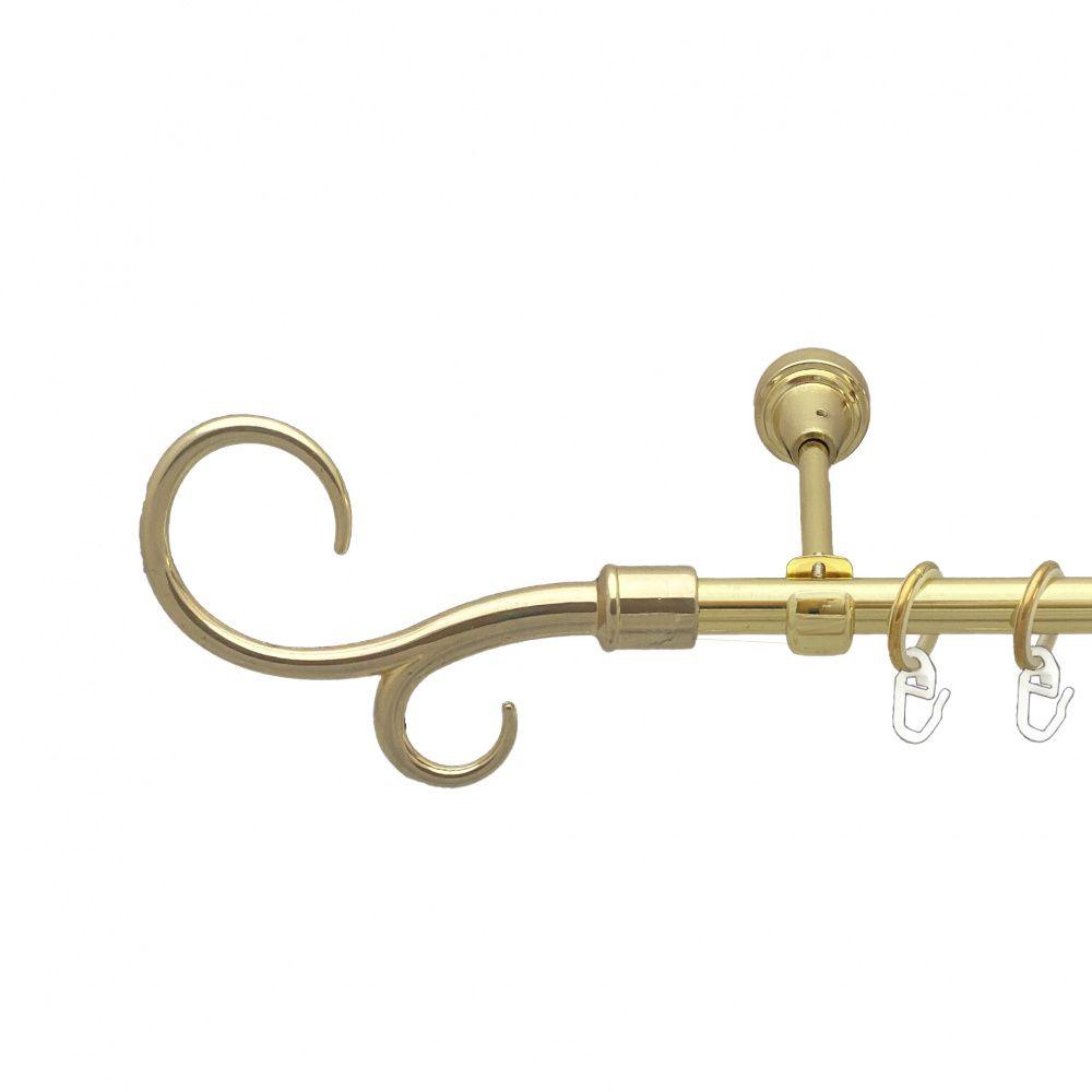 Карниз Orvit Гак Подвійний металевий однорядний відкритий гладка труба кільце металеве Золото 16 мм 200 см (00-00014044), фото 1