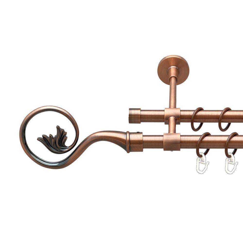 Карниз Orvit Ніка металевий дворядний закритий гладка труба кільце металеве Мідь 16\16 мм 280 см (00-00019920), фото 1