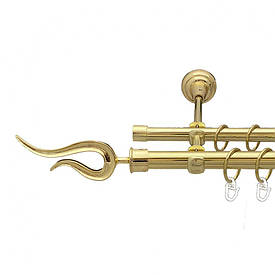 Карниз Orvit Віоло металевий дворядний відкритий гладка труба кільце металеве Золото 19\16 мм 300 см (00-00012977)