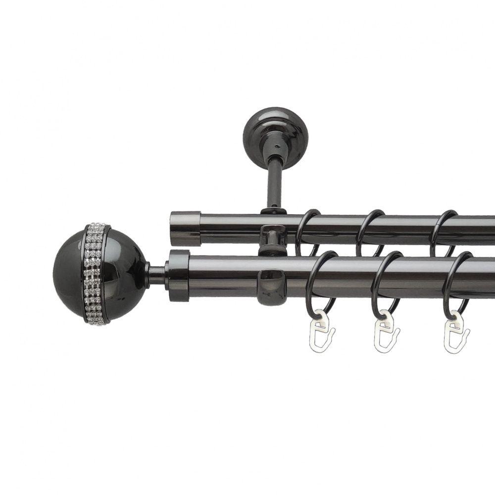 Карниз Orvit Авея металевий дворядний відкритий гладка труба кільце металеве Онікс 25\19 мм 300 см (00-00012170), фото 1