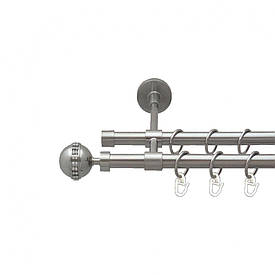 Карниз Orvit Авея металевий дворядний закритий гладка труба кільце металеве Нержавіюча Сталь 16\16 мм 240 см (5503169)