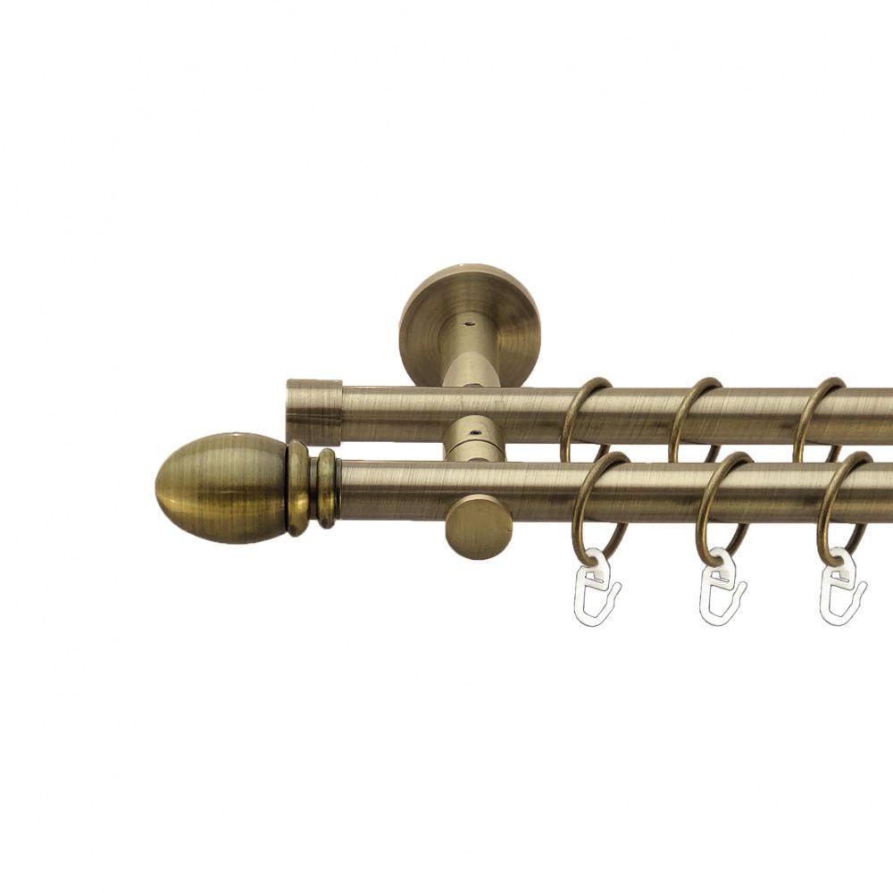 Карниз Orvit Белуно металевий дворядний реверсивний гладка труба кільце металеве Антик 19\19 мм 160 см (7523490), фото 1