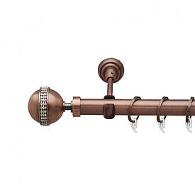 Карниз Orvit Авея металевий однорядний відкритий гладка труба кільце фасонне металеве  Мідь 25 мм 180 см (6947847)