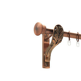 Карниз Orvit Дуо металевий однорядний ретро гладка труба кільце металеве Мідь 25 мм 180 см (00-00021769)