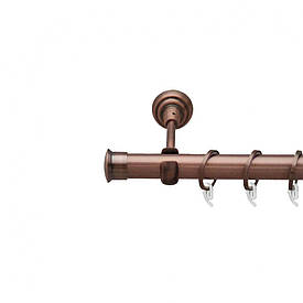 Карниз Orvit Дуо металевий однорядний відкритий гладка труба кільце фасонне металеве  Мідь 25 мм 140 см (6947881)