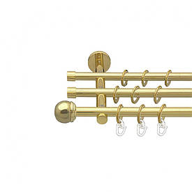 Карниз Orvit Тоді Макс металевий трирядний циліндр (20 см) гладка труба кільце металеве Золото 16\16\16 мм 200 см (00-00014748)