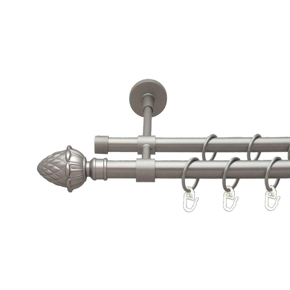 Карниз Orvit Цинара металевий дворядний закритий гладка труба кільце металеве Сатин 19\16 мм 200 см (6307600), фото 1