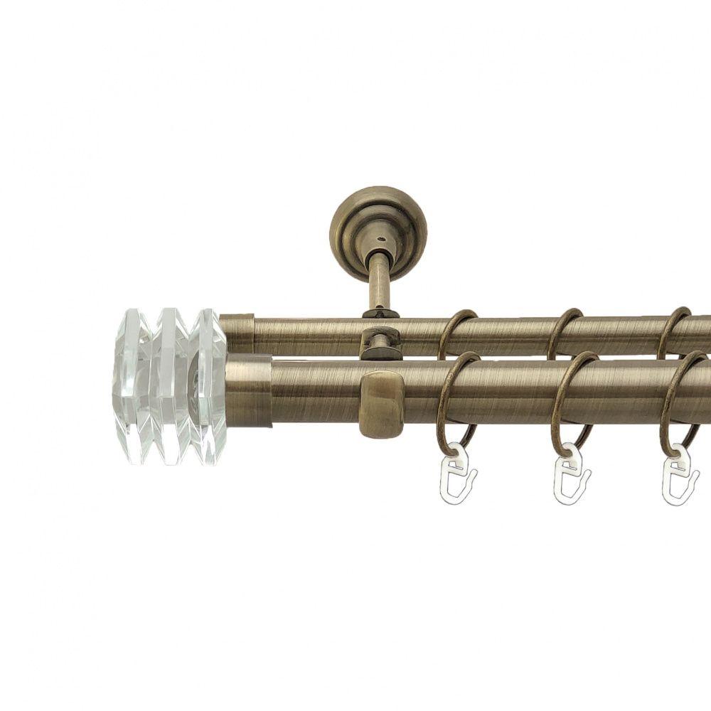 Карниз Orvit Міліора металевий дворядний відкритий гладка труба кільце металеве Антик 25\19 мм 240 см (4199074), фото 1