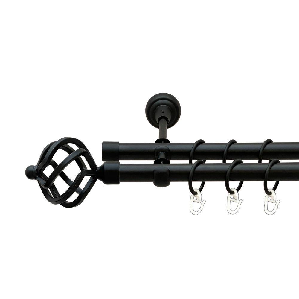 Карниз Orvit Ажур металевий дворядний відкритий гладка труба кільце металеве Чорний Оксамит 19\19 мм 240 см (00-00016178), фото 1