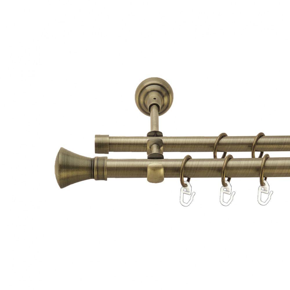 Карниз Orvit Люксор металевий дворядний відкритий гладка труба кільце металеве Антик 19\16 мм 240 см (4003843), фото 1