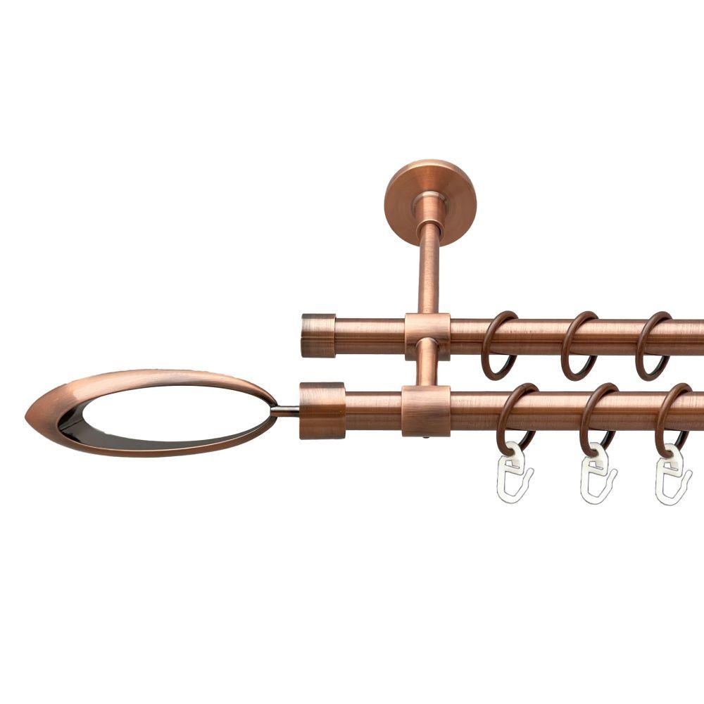 Карниз Orvit Венеція металевий дворядний закритий гладка труба кільце металеве Мідь 16\16 мм 160 см (00-00019798), фото 1