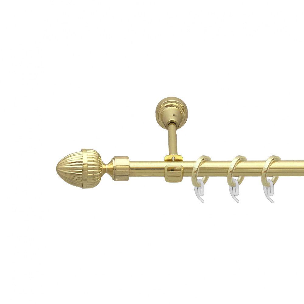 Карниз Orvit Одеон металевий однорядний відкритий гладка труба кільце фасонне металеве  Золото 16 мм 200 см (7751921), фото 1