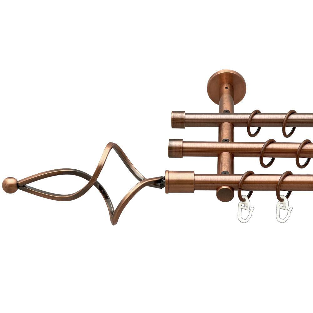 Карниз Orvit Ажур Хвилястий металевий трирядний циліндр (20 см) гладка труба кільце металеве Мідь 16\16\16 мм 200 см (00-00020290), фото 1