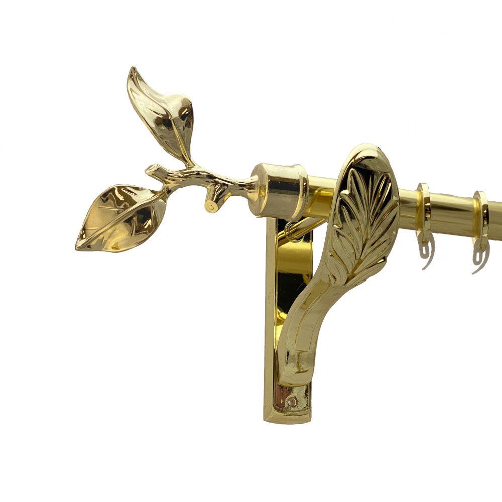 Карниз Orvit Листок Троянди металевий однорядний ретро гладка труба кільце фасонне металеве  Золото 25 мм 200 см (00-00009824), фото 1