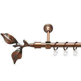 Карниз Orvit Листок Троянди металевий однорядний відкритий гладка труба кільце металеве Мідь 16 мм 280 см (00-00019347)