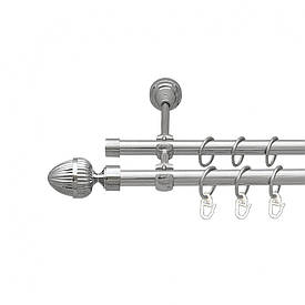 Карниз Orvit Одеон металевий дворядний відкритий гладка труба кільце металеве Хром 16\16 мм 160 см (7387765)