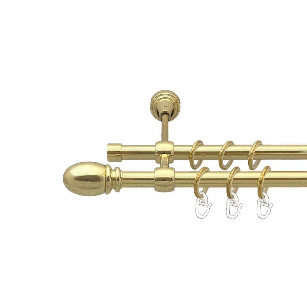 Карниз Orvit Белуно металевий дворядний литий гладка труба кільце металеве Золото 16\16 мм 200 см (00-00014336), фото 1