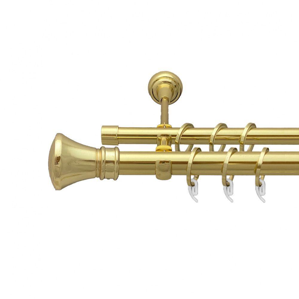 Карниз Orvit Люксор металевий дворядний відкритий гладка труба кільце фасонне металеве  Золото 25\19 мм 200 см (7035568), фото 1