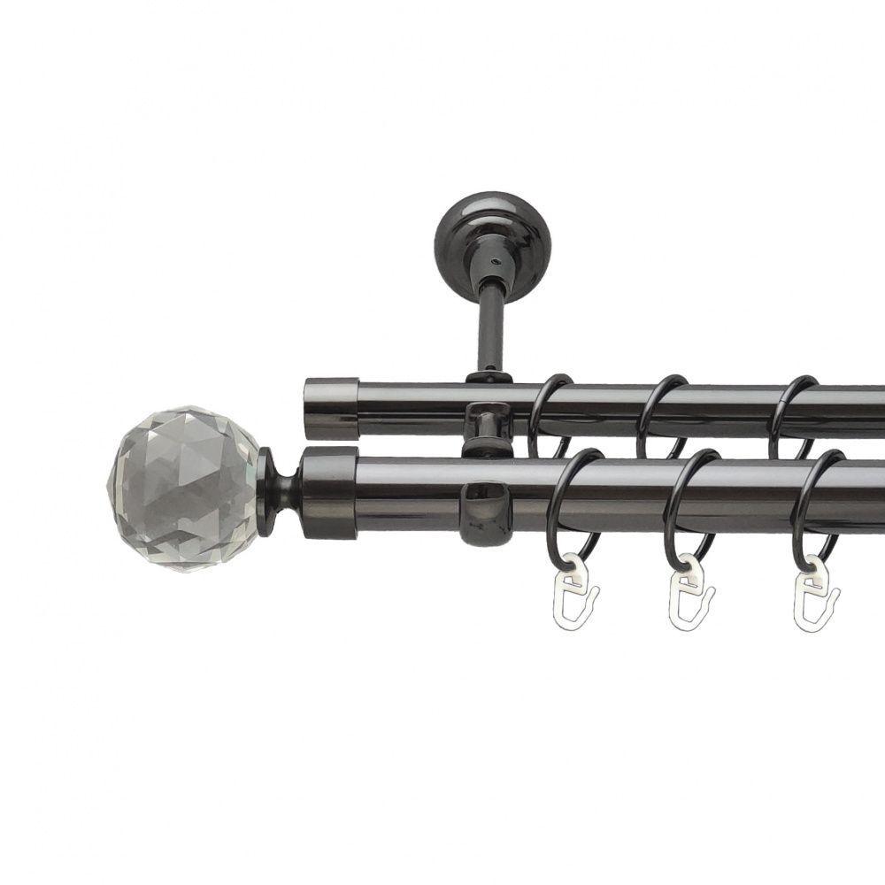 Карниз Orvit Люміера металевий дворядний відкритий гладка труба кільце металеве Онікс 25\16 мм 200 см (00-00012248), фото 1