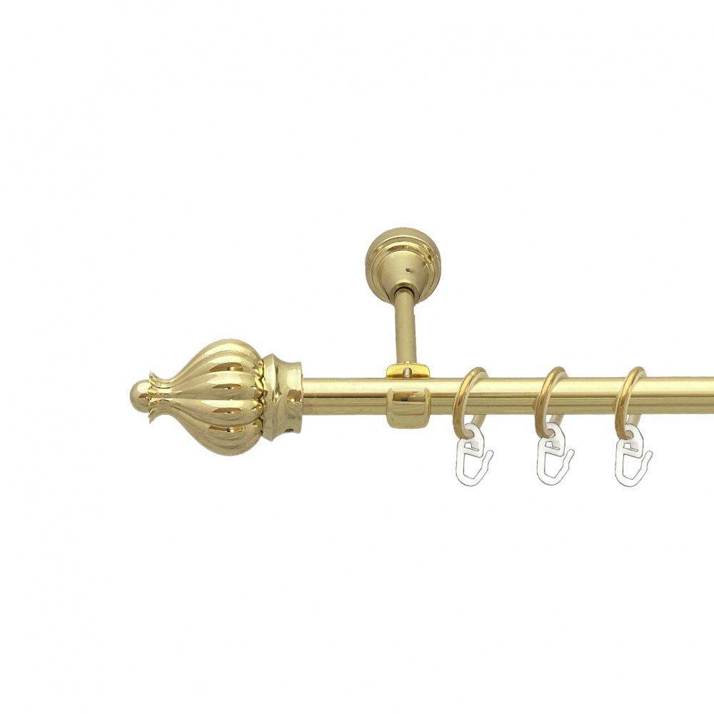 Карниз Orvit Таджа металевий однорядний відкритий гладка труба кільце металеве Золото 16 мм 200 см (00-00014128), фото 1