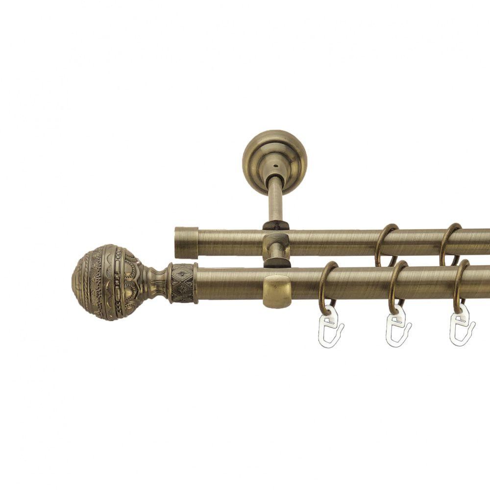 Карниз Orvit Арабеска металевий дворядний відкритий гладка труба кільце металеве Антик 19\16 мм 160 см (4003773), фото 1