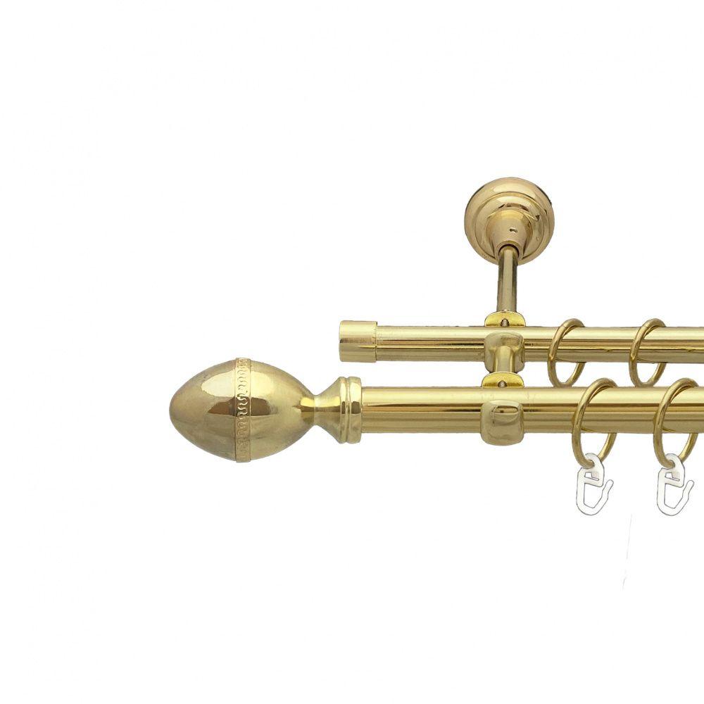 Карниз Orvit Фарже металевий дворядний відкритий гладка труба кільце металеве Золото 19\16 мм 200 см (00-00013055), фото 1