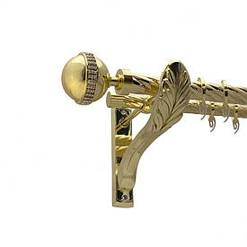 Карниз Orvit Авея металевий дворядний ретро скручена труба кільце фасонне металеве  Золото 25\19 мм 300 см (00-00010938)