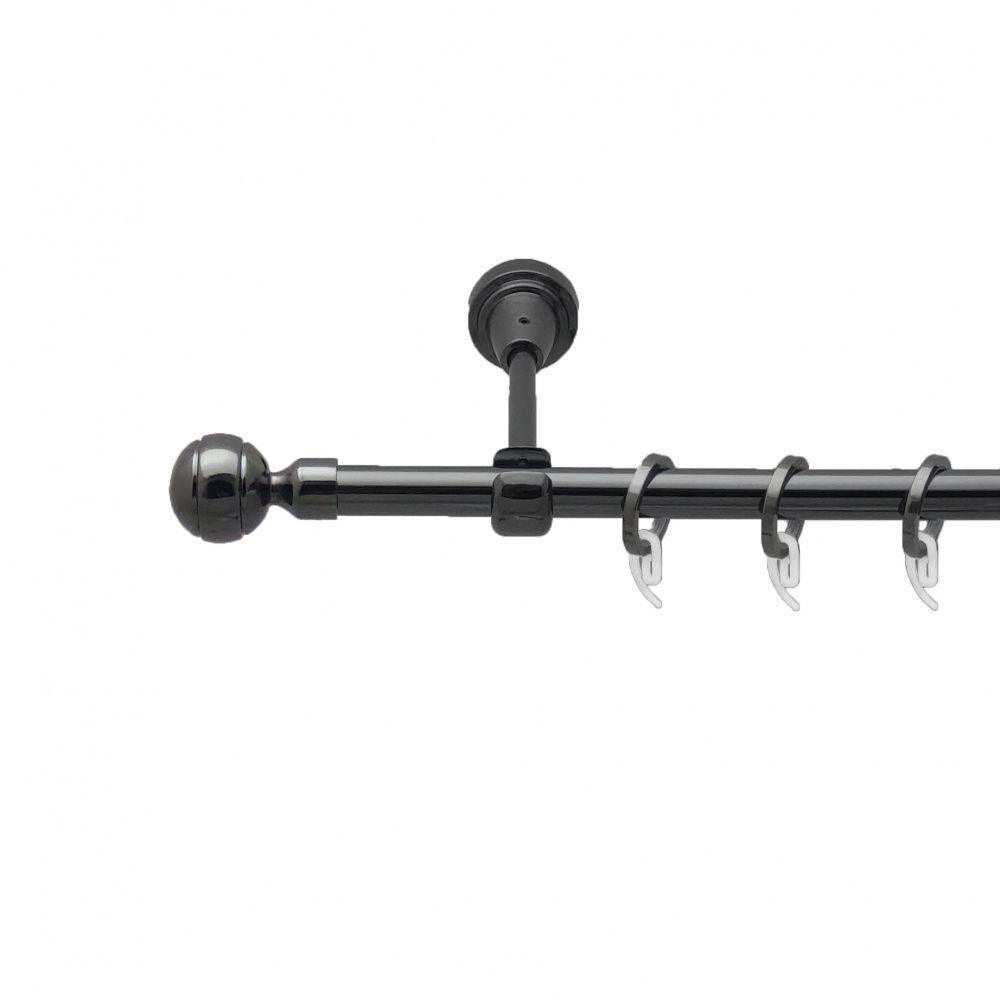 Карниз Orvit Паола металевий однорядний відкритий гладка труба кільце фасонне металеве  Онікс 16 мм 200 см (4713211), фото 1