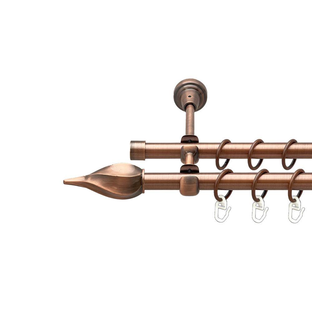 Карниз Orvit Твісто металевий дворядний відкритий гладка труба кільце металеве Мідь 16\16 мм 120 см (00-00020728), фото 1