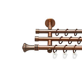 Карниз Orvit Кастелла металевий трирядний циліндр (20 см) гладка труба кільце металеве Мідь 16\16\16 мм 280 см (00-00020369)