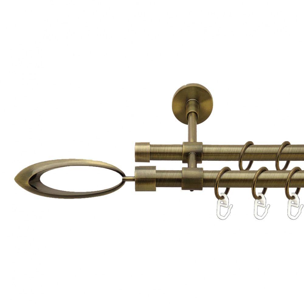 Карниз Orvit Венеція металевий дворядний закритий гладка труба кільце металеве Антик 16\16 мм 200 см (7329376), фото 1