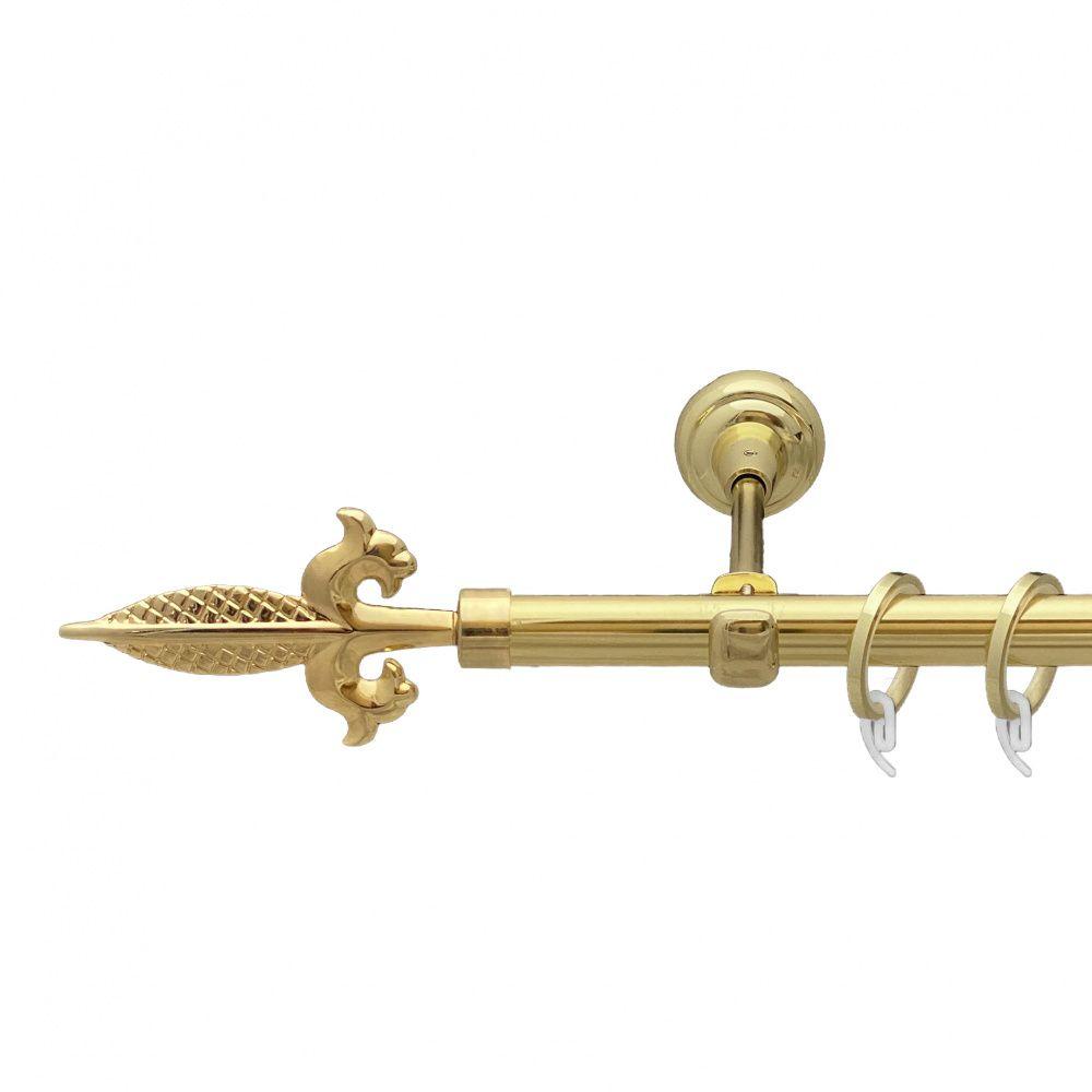 Карниз Orvit Генуя металевий однорядний відкритий гладка труба кільце фасонне металеве  Золото 19 мм 200 см (00-00009203), фото 1