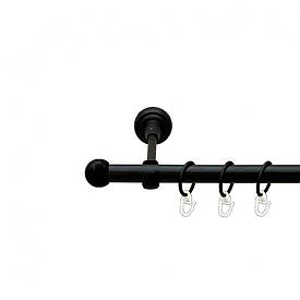 Карниз Orvit Куля Болонь металевий однорядний відкритий гладка труба кільце металеве Чорний Оксамит 19 мм 200 см (00-00013546)