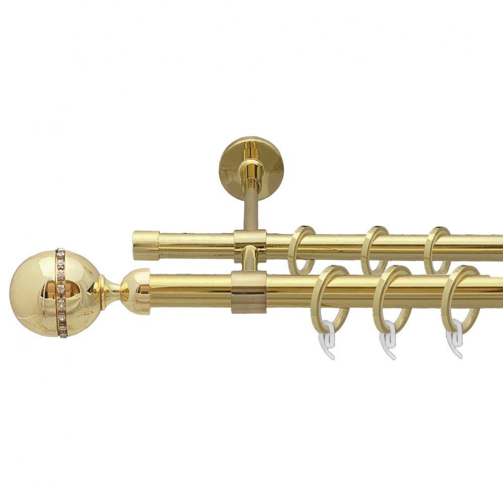 Карниз Orvit Кортеза металевий дворядний закритий гладка труба кільце фасонне металеве  Золото 19\16 мм 200 см (00-00009339), фото 1