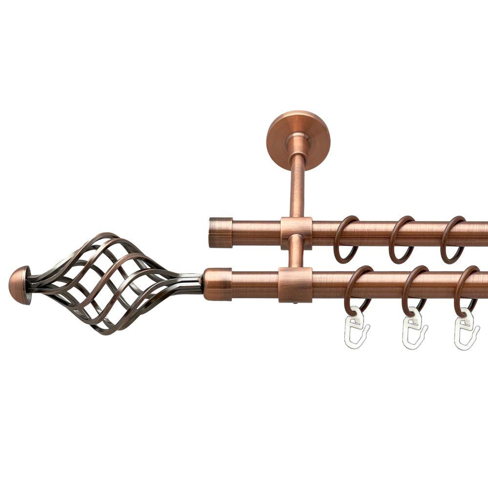 Карниз Orvit Арезо металевий дворядний закритий гладка труба кільце металеве Мідь 16\16 мм 240 см (00-00019780), фото 1