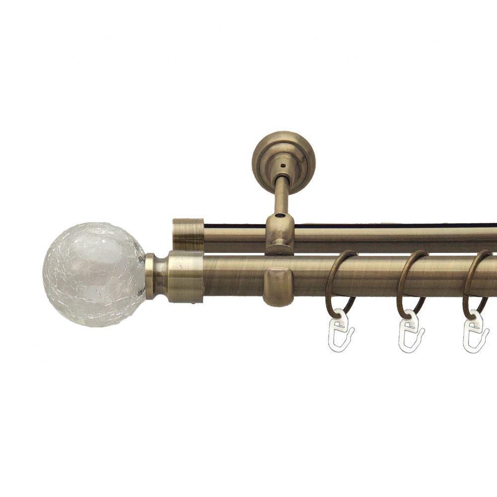 Карниз Orvit Сепія металевий дворядний опозитний гладка \ профільна труба кільце металеве Антик 25\19 мм 160 см (7524124), фото 1