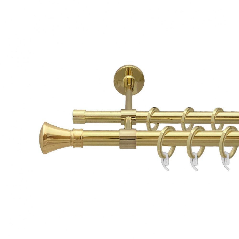 Карниз Orvit Люксор металевий дворядний закритий гладка труба кільце фасонне металеве  Золото 19\16 мм 200 см (00-00009363), фото 1