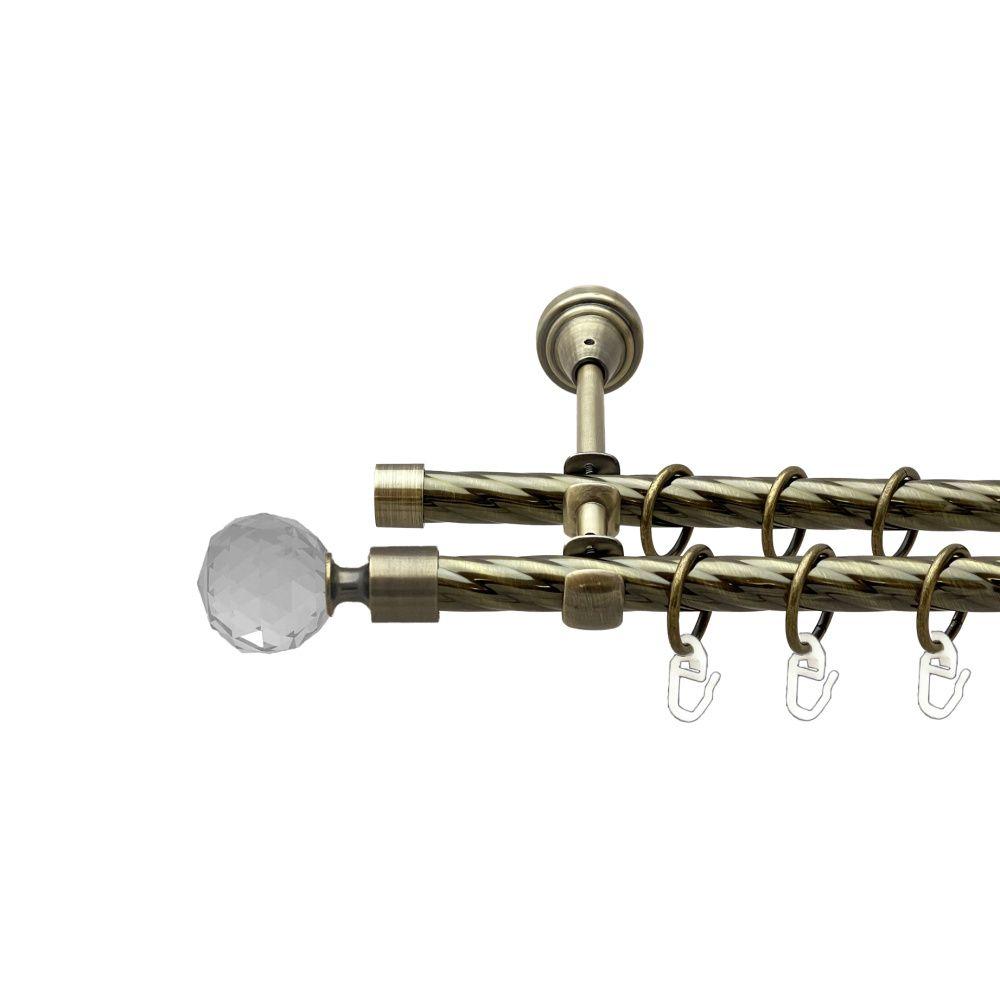 Карниз Orvit Люміера металевий дворядний відкритий скручена труба кільце металеве Антик 16\16 мм 300 см (00-00022492), фото 1