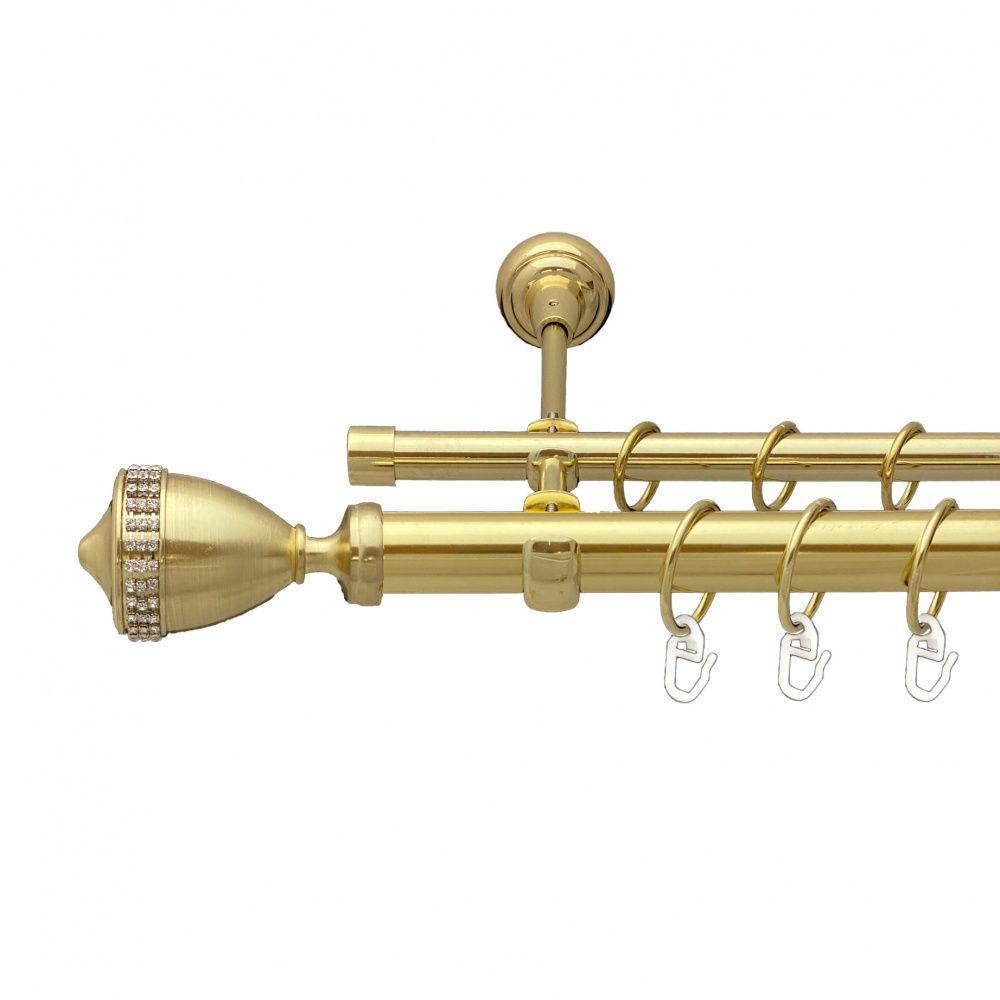 Карниз Orvit Етернія металевий дворядний відкритий гладка труба кільце металеве Золото 25\19 мм 200 см (00-00012799), фото 1