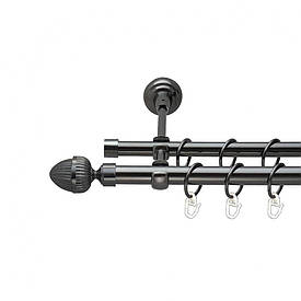 Карниз Orvit Одеон металевий дворядний відкритий гладка труба кільце металеве Онікс 19\16 мм 300 см (00-00014892)