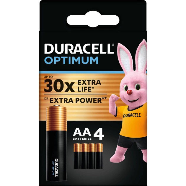 Лужні батарейки Duracell Optimum AA 1.5В LR6 4 шт