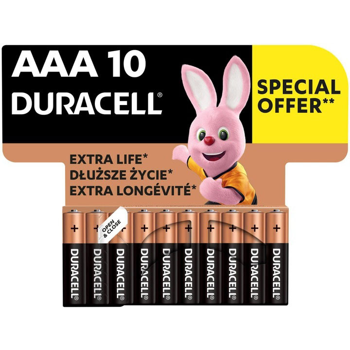 Лужні батареї Duracell Basic AAA LR6 10 шт. в упаковці